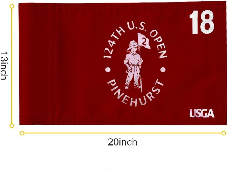 2BUT 2024 US Open Pinehurst Golf Pin Flag Practic Putting Green Golf Flag For Backyard Garden Double-Sewn 600D Nylon Miniature Pin Flag Regulation Tube Flag(Red 20"x13") - Image 2